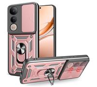 ESHUYI® Cover per vivo V50 Lite (4G/5G) con Custodia per Fotocamera Scorrevole e Supporto ad Anello [Custodia Paraurti Compatibile con Supporto Magnetico per Auto], Oro rosa
