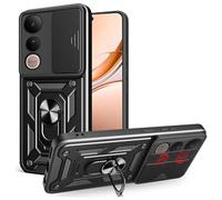 ESHUYI® Cover per vivo V50 Lite (4G/5G) con Custodia per Fotocamera Scorrevole e Supporto ad Anello [Custodia Paraurti Compatibile con Supporto Magnetico per Auto], Nero
