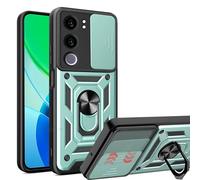 ESHUYI® Cover per vivo Y19s 4G con Custodia per Fotocamera Scorrevole e Supporto ad Anello [Custodia Paraurti Compatibile con Supporto Magnetico per Auto], Verde