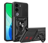 ESHUYI® Cover per vivo Y19s 4G con Custodia per Fotocamera Scorrevole e Supporto ad Anello [Custodia Paraurti Compatibile con Supporto Magnetico per Auto], Nero