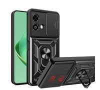 ESHUYI Cover per ZTE Blade A35e 4G con Custodia per Fotocamera Scorrevole e Supporto ad Anello [Custodia Paraurti Compatibile con Supporto Magnetico per Auto], Nero