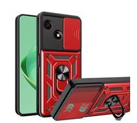 ESHUYI Cover per ZTE Blade A35e con Custodia per Fotocamera Scorrevole e Supporto ad Anello [Custodia Paraurti Compatibile con Supporto Magnetico per Auto], Rosso