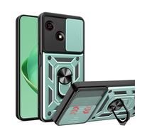 ESHUYI Cover per ZTE Blade A35e con Custodia per Fotocamera Scorrevole e Supporto ad Anello [Custodia Paraurti Compatibile con Supporto Magnetico per Auto], Verde
