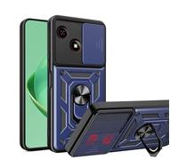 ESHUYI Cover per ZTE Blade A35e con Custodia per Fotocamera Scorrevole e Supporto ad Anello [Custodia Paraurti Compatibile con Supporto Magnetico per Auto], Blu