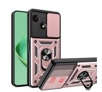 ESHUYI Cover per ZTE Blade A35e con Custodia per Fotocamera Scorrevole e Supporto ad Anello [Custodia Paraurti Compatibile con Supporto Magnetico per Auto], Oro rosa