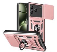 ESHUYI Cover per ZTE Blade A76 4G/Blade A36 4G con Custodia per Fotocamera Scorrevole e Supporto ad Anello [Custodia Paraurti Compatibile con Supporto Magnetico per Auto], Oro rosa