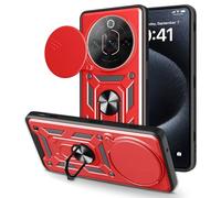 ESHUYI® Cover per ZTE nubia Focus 5G con Custodia per Fotocamera Scorrevole e Supporto ad Anello [Custodia Paraurti Compatibile con Supporto Magnetico per Auto], Rosso