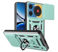 ESHUYI® Cover per ZTE nubia Music con Custodia per Fotocamera Scorrevole e Supporto ad Anello [Custodia Paraurti Compatibile con Supporto Magnetico per Auto], Verde