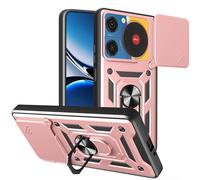 ESHUYI® Cover per ZTE nubia Music con Custodia per Fotocamera Scorrevole e Supporto ad Anello [Custodia Paraurti Compatibile con Supporto Magnetico per Auto], Oro rosa