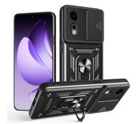 ESHUYI® Cover per ZTE nubia Neo 2 5G con Custodia per Fotocamera Scorrevole e Supporto ad Anello [Custodia Paraurti Compatibile con Supporto Magnetico per Auto], Nero