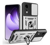 ESHUYI® Cover per ZTE nubia Neo 2 5G con Custodia per Fotocamera Scorrevole e Supporto ad Anello [Custodia Paraurti Compatibile con Supporto Magnetico per Auto], Argento