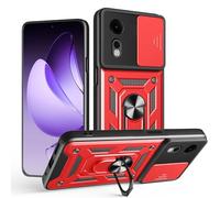 ESHUYI® Cover per ZTE nubia Neo 2 5G con Custodia per Fotocamera Scorrevole e Supporto ad Anello [Custodia Paraurti Compatibile con Supporto Magnetico per Auto], Rosso