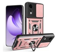 ESHUYI® Cover per ZTE nubia Neo 2 5G con Custodia per Fotocamera Scorrevole e Supporto ad Anello [Custodia Paraurti Compatibile con Supporto Magnetico per Auto], Oro rosa