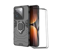 ESHUYI Custodia per Realme GT 7 Pro con 2 Pezzi Pellicola Protettiva, 360° Rotante Staffa [Compatibile con Supporto Magnetico per Auto], Cover Paraurti PC+TPU, Nero