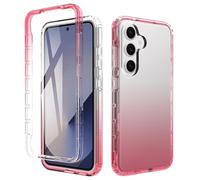 ESHUYI® Trasparente Cover per Samsung Galaxy S25 Custodia in silicone a Antiurto 360° con Protezione per lo Schermo Integrata, Caso Protettivo Antineve e Antipolvere, Rosso