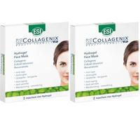 ESI, Biocollagenix Hydrogel Face Mask, Maschera Viso al Collagene, Acido Ialuronico e Resveratrolo, Effetto Antirughe, Idratante e Levigante, Dona una Pelle Elastica e Idratata, 2 Maschere