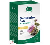 ESI - Depurerbe Forte Pocket Drink, Integratore Alimentare a Base di Cardo Mariano, Tarassaco e Carciofo, Aiuta l'Organismo a Eliminare le Tossine Accumulate, Gusto Limone, 24 Pocket Drink