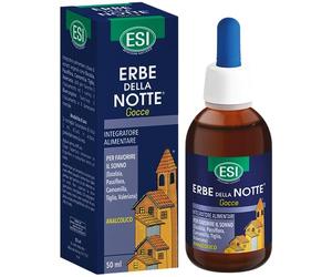 ESI - Erbe della Notte, Integratore Alimentare in Gocce a Base di Passiflora, Camomilla e Valeriana, Favorisce il Sonno e Contrasta Ansia e Stress, Senza Glutine e Vegan, 50 ml
