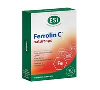 ESI, Ferrolin C, Integratore Ferro, Acido Folico, Vitamina C e B12, Per la Normale Funzione del Sistema Immunitario, Riduzione di Stanchezza e Affaticamento, 30 Naturcaps