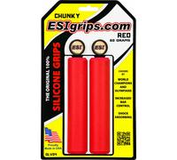 ESI Grosso Mountain Silicone Manubrio Grips 130mm Rosso MTB Mtn Bicicletta