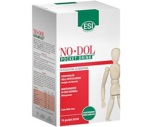 ESI - No-Dol, Integratore Alimentare a Base di Glucosamina, con Artiglio del Diavolo e Aloe Vera, per la Funzionalità Articolare, Gusto Mela Rossa, Senza Glutine, 16 Pocket Drink