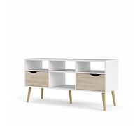 Dmora Mobile Buffet credenza vetrina Shabby, Pino massello, 130 x 198 x 32 cm
