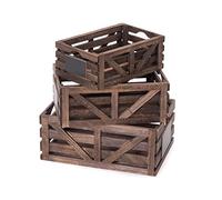 ESIGN DELIGHTS Mira - Set di casse in legno massiccio, 42 x 37 x 32 cm, set di casse con lavagna, cassette di vino, scatole decorative