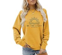 ESIKAH Be The Light Matthew 5:14 Camicia casual girocollo da donna camicia cristiana con citazione di fede biblica, regali, Giallo, S
