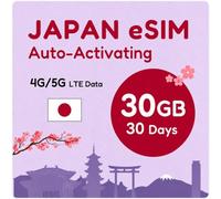 eSIM Giappone 30 giorni 30 GB | eSIM ricevuta in poche ore | attivazione automatica | tariffa ricaricabile, rete 5G con hotspot, solo dati | nessuna chiamata vocale | supporto 24×6