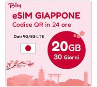 eSIM Giappone per 30 Giorni | Codice QR eSIM inviato via email entro 24 ore dalla spedizione | 20GB di dati 4G/5G/LTE | Tethering/Hotspot incluso | Assistenza 24/6 | Solo Dati, Nessuna Voce