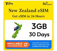 eSIM Nuova Zelanda | Piano Ricaricabile da 3GB! Codice QR inviato via email entro 24 ore - Scansiona e Usa | Attivazione Automatica con Validità di 30 Giorni | 5G | Solo Dati,Nessun Numero di Telefono