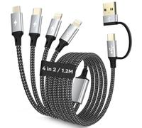 Esiposs Cavo multiplo USB 4 in 2 (3.5 A, 1.2 M) per iPhone Samsung