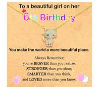 Esirly Happy 4th 5th 6th 7th 8th 9th 10th 11th 12th Birthday Gifts Cat Collane placcate in oro 18k, regalo per ragazze, figlia, nipote, 18 inches, Placcato oro, Zirconie sintetico