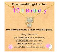 Esirly Happy 4th 5th 6th 7th 8th 9th 10th 11th 12th Birthday Gifts Cat Collane placcate in oro 18k, regalo per ragazze, figlia, nipote, 18 inches, Placcato oro, Zirconie sintetico