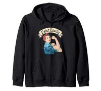 Esistere Loudly Rosie The Riveter Femminista Rosey Rosy Retro Felpa con Cappuccio