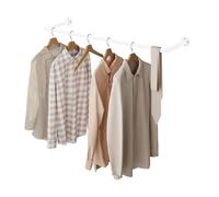 eSituro Appendiabiti a Parete con Tubo Quadrato Industriale 114 cm, Attaccapanni Resistente per Lavanderia, Soggiorno e Guardaroba, Bianco