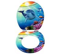 eSituro Copriwater Universale a Forma di “O”, Tavoletta WC Ammortizzata, Sedile WC a Sgancio Rapido, in Legno MDF con Motivi Colorati, Distanza tra Fori di Montaggio 105-205 mm