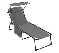 eSituro Lettino Pieghevole, Sedia a Sdraio da Spiaggia con Schienale Regolabile in 5 Posizioni, Campeggio o Sole, Struttura in Acciaio, Grigio Scuro