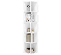 eSituro Libreria Autoportante, Libreria Verticale a 5 Cubi, Porta Libri Aperto, Scaffale Bianco per Soggiorno, Cucina, Ufficio, Studio, in Legno, 30x30x159cm