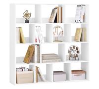 eSituro Libreria, Scaffale in Piedi con 14 Scomparti, Scaffale Cubo Aperto, per Soggiorno Studio Ufficio, Salvaspazio, 120x120x30 cm, Bianco