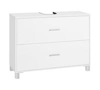 eSituro Mobiletto sotto Lavabo Salvaspazio, Mobile da Bagno con 2 Cassetti e 2 Cubi Interni, Armadio Bagno con Foro per Sifone 15x20 cm, con Gambe Rialzate, Bianco, 80x30x60 cm