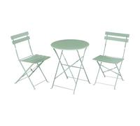 eSituro Mobili da Balcone 3 Pezzi, Tavolo Bistrot con 2 Sedie, Set di Mobili da Giardino Pieghevoli, Set Bistrot Esterno, Metallo, Verde