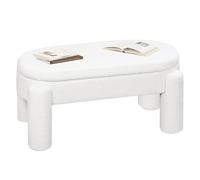 eSituro Panca Contenitore, Panca Imbottita in Tessuto Teddy, 114x47x53 cm, Poggiapiedi Divano, per Camera da Letto, Soggiorno, Ingresso, Portata 250 kg, Moderno, Bianco