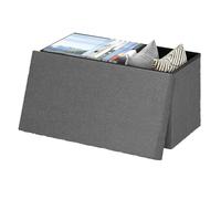 eSituro Pouf Contenitore Rettangolare, Panca Portaoggetti con Coperchio Rimovibile, Cassapanca Pieghevole da Interno per Camera da Letto, Poggiapiedi in Pile, Grigio Scuro, 76x38x37cm