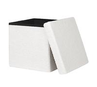 eSituro Pouf Contenitore, Sgabello Pieghevole, Poggiapiedi da Divano, Cubo Contenitore, per Giocattoli, Libri in Camera da Letto, Ingresso, Salotto 38x38x37cm, in Stoffa di Peluche Bianco