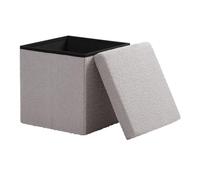 eSituro Pouf Contenitore, Sgabello Pieghevole, Poggiapiedi da Divano, Cubo Contenitore, per Giocattoli, Libri in Camera da Letto, Ingresso, Salotto 38x38x37cm, in Stoffa di Peluche Grigio Chiaro