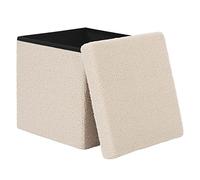 eSituro Pouf Contenitore, Sgabello Pieghevole, Poggiapiedi da Divano, Cubo Contenitore, per Giocattoli, Libri in Camera da Letto, Ingresso, Salotto 38x38x37cm, in Stoffa di Peluche Beige