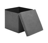 eSituro Pouf Contenitore, Sgabello Pieghevole, Poggiapiedi da Divano, Cubo Contenitore, per Libri in Camera da Letto, Ingresso, Salotto 38x38x37cm, in Stoffa di Peluche Grigio Scuro