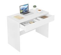 eSituro Scrivania per Computer con Cassetto, Scrivania da Ufficio, 100x50 cm, Tavolo da Lavoro in Legno, per Camera da Letto, Bianco