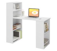 eSituro Scrivania Ufficio Compatta con Libreria Integrata - Bianco Lucido, 120x55x122 cm, Design Salvaspazio per Studio/Camera